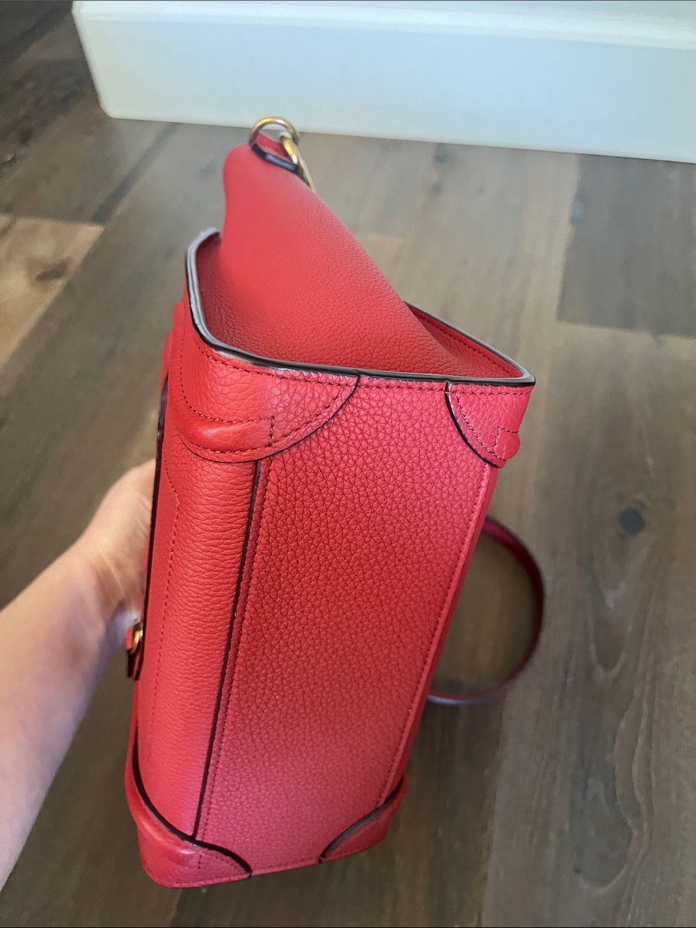 Celine Red Grained Leather Nano Luggage Tote with Shoulder Strap - Picture 4 of 11